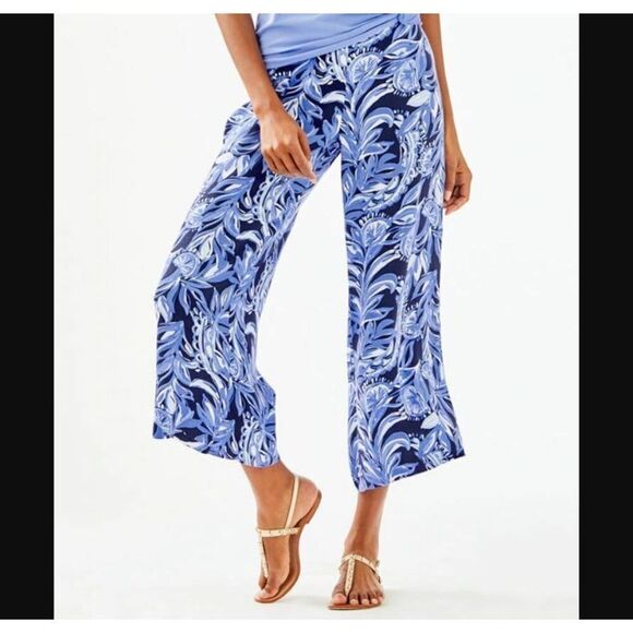 $128 NWT lilly Pulitzer 32" Bal floral Avery cropped Pant size 4 - Picture 1 of 6
